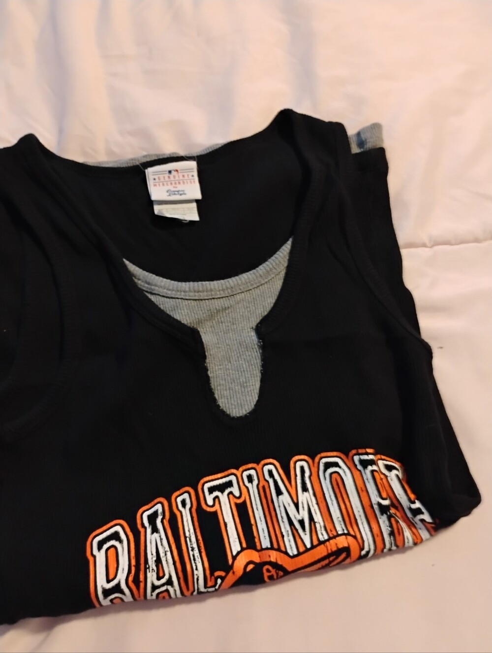 Woman Black And Orange And Grey Tank Top